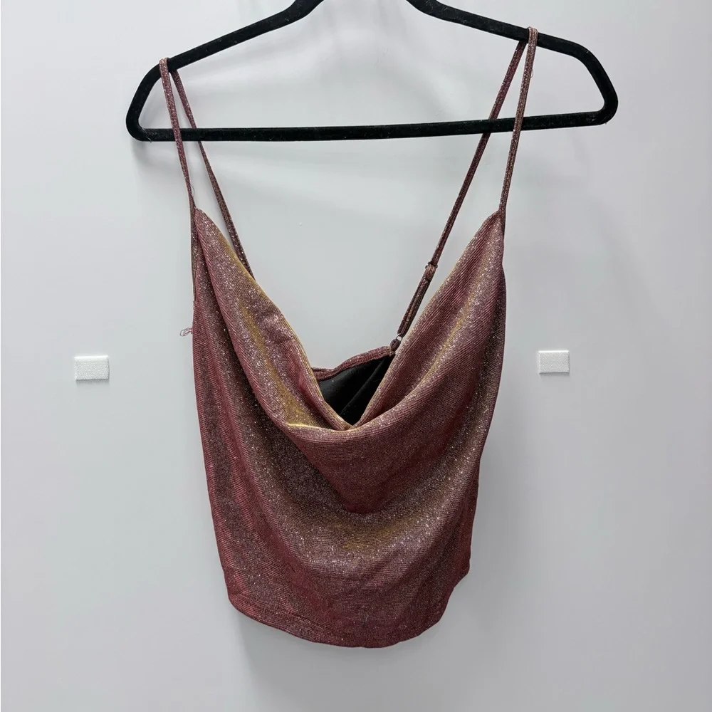 SHEIN Sz 2XL Two Piece Metallic Rose Top/Skirt